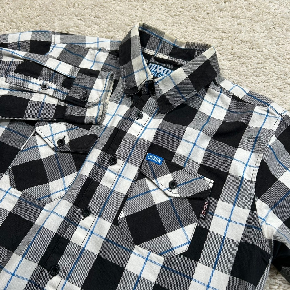Dixxon Flannel Company The Pilot FR Flannel Shirt XL Black White Blue Plaid CAT2